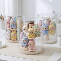 Nouvelle conception de vitrine rotative transparente anti-poussière pour les poupées Labubu, figurines de collection