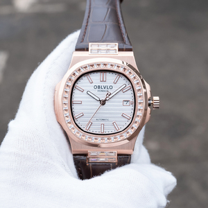 <span class=keywords><strong>OBLVLO</strong></span> Montre automatique mécanique de luxe pour homme, ultra-fine 8,8 mm, cadran date, élégante, diamants, lumineuse, mouvement Miyota 9015 FM - Product Image 2