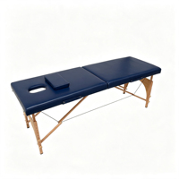 Table de massage portable à 2 sections avec cadre en bois, table de spa pliable pour les soins de beauté