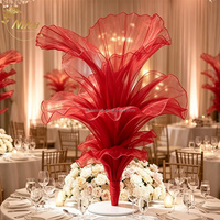 SMOOTH Fleurs géantes modernes en organza de soie, faites à la main, populaires, pour installation, centre de table pour mariages, événements et fêtes