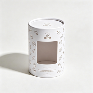 Boîte cylindrique minimaliste en kraft avec fenêtre transparente personnalisée, tube en papier rond pour emballage quotidien de grains de café - Product Image 6