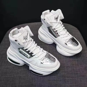 Women's Girls' High-top Thick-<b>soled</b> <b>Inner</b> Heightening Fashion Casual Running Sprint College Student Campus Casual White Shoes - Product Image 1