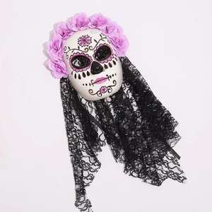 Máscara <span class=keywords><strong>Mexicana</strong></span> del Día de los Muertos, Máscara de Fantasma para Mujer, Máscara de Novia, Máscara de Terror para Disfraces - Product Image 3