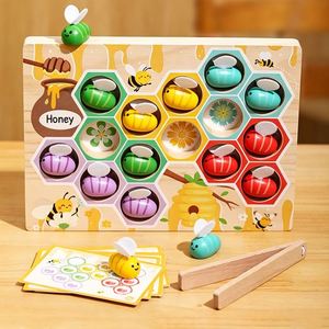 Jeu de tri des couleurs assorties, outil sensoriel pour bac à jouets, jouet tactile en bois en forme de ruche pour développer la motricité fine - Product Image 6