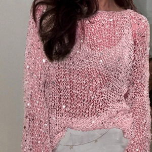 Loose, Sexy and Spicy <strong>Woolen</strong> Sequined <strong>Top</strong> - Product Image 2