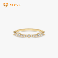 Cincin Emas Padat 14K Custom dengan Berlian Laboratorium Alternatif, Cincin Eternity Band Perhiasan Mewah untuk Wanita