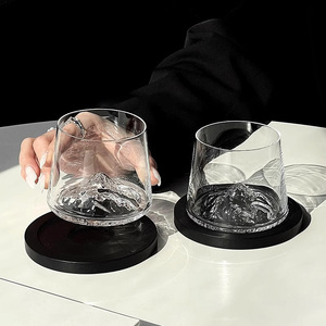 Tasse à eau de montage d'observation à la mode avec sous-verre rond 3D Snow Fuji Base Mountain Whisky Glass - Product Image 2
