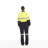Combinaison de sécurité réfléchissante haute visibilité |   Combinaison de travail industrielle bicolore jaune marine avec taille élastique pour la construction routière
