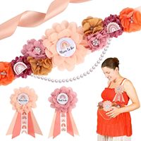 Dekorasi Baby Shower Pelangi Boho, Kit Sash Kehamilan Pelangi Boho, Sash dan Pin untuk Calon Ibu dan Ayah, untuk Souvenir Pesta Pelangi Boho