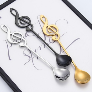 <span class=keywords><strong>Cucharas</strong></span> <span class=keywords><strong>de</strong></span> Acero Inoxidable 304 <span class=keywords><strong>de</strong></span> Grado Alimenticio con Diseño <span class=keywords><strong>de</strong></span> Notas Musicales, Tenedores para Pastelería, Cucharillas para Espresso, Café y Té - Product Image 4