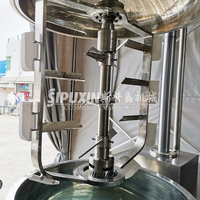 Homogénéisateur sous vide de 1000 L avec mélangeur émulsifiant, chauffage à vapeur par pompe à moteur et levage hydraulique pour la production de crèmes cosmétiques