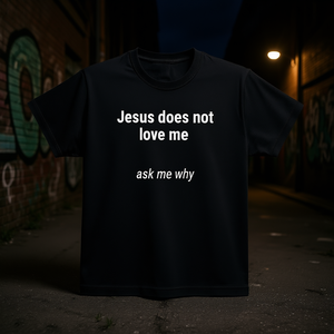 T-shirt « Jésus ne m'aime pas » avec déclaration ironique, mode punk, unisexe, noir, grande taille - Product Image 3