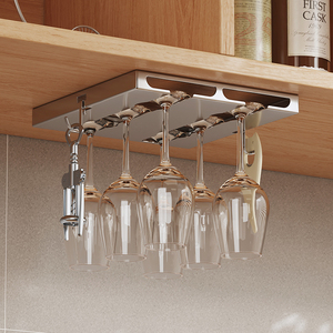 Portavasos de vidrio de metal debajo del gabinete y estante colgante para copas de vino en el gabinete de almacenamiento - Product Image 4