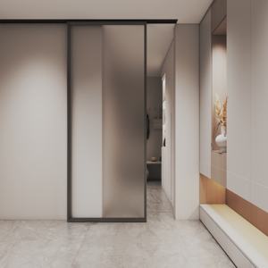 <span class=keywords><strong>Porte</strong></span> <span class=keywords><strong>coulissante</strong></span> en verre de style minimaliste moderne avec rail invisible Rail suspendu pour décoration intérieure et commerciale - Product Image 4