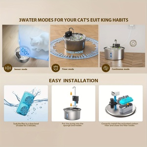 Bebedero para Mascotas de Alta Calidad, Color Negro, para Perros y Gatos, Dispensador de Agua para Gatos, Fuente de Agua Inteligente de Acero Inoxidable para Mascotas - Product Image 4