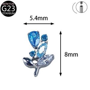 Mode oorsieraden implantaatgraad neusstud bloem oorringen sieraden dames titanium massief gouden labret piercing sieraden - Product Image 2