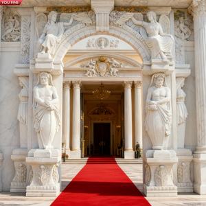 Arche d'entrée sculptée en marbre beige YOUFINE avec statues <span class=keywords><strong>de</strong></span> Caryatides, <span class=keywords><strong>portail</strong></span> décoratif <span class=keywords><strong>de</strong></span> luxe pour villa et propriété - Product Image 3