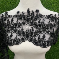 Dentelle brodée perlée en maille de 21 cm en stock pour vêtements ethniques et Hanfu, bandes DIY