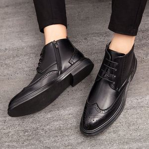 New Arrivals Men's Trendy Business <b>High</b>-top Leather Shoes Men's Shoes Large Size 38-46 - Product Image 4