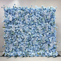 Mur de fleurs artificielles en soie bleue carrée de haute qualité, 8 pieds, pour décorations de mariage et de fête