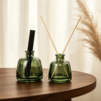 Diffuseur de parfum en verre en forme de cylindre |   Flacon de parfum mat style apothicaire avec couvercle en cristal |   Pot d'aromathérapie vide de qualité supérieure