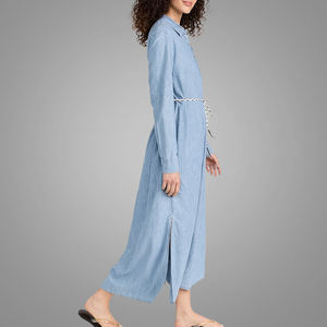 Vendita OEM Abito in Denim a Maniche Lunghe Elegante con Bottoni Comodo Casual Vestiti in Jeans <span class=keywords><strong>Online</strong></span> - Product Image 3