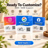 Plaque personnalisée en acrylique NFC pour avis Google avec code QR – Panneau « Tappez pour laisser un avis » pour comptoirs de magasin, tables de restaurant et bureaux de salon