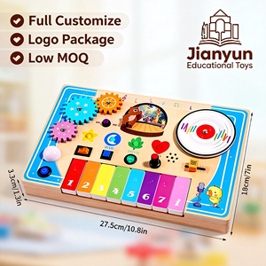 Tableau d'activités multifonctionnel en bois pour DJ, avec lumières LED, interrupteurs, jouet musical Montessori avec <span class=keywords><strong>piano</strong></span> pour enfants, fabriqué sur mesure - Product Image 1