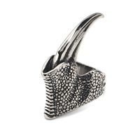 Bague personnalisée en acier inoxydable avec griffe de dragon, bague ouverte ajustable avec talon de dragon mythique, bague gothique personnalisée