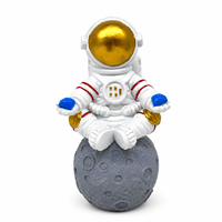 Figura de Astronauta de Resina Weivista de 12 cm de Alto, Estatua Dorada de Astronauta Meditando para Decoración del Hogar