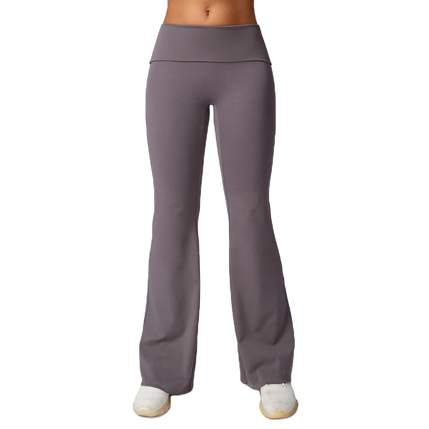 Women Girls Fashion New Design Outdoor Fitness Running Causal Fold Waist Cotton Flare Sweatpants