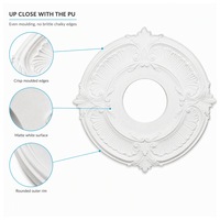 Rose de plafond en polyuréthane, médaillon de plafond en PU, panneau central de plafond rond sculpté de 33,5 cm, imitation plâtre pour lustre