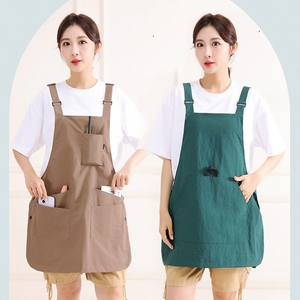 Logo personalizzato di alta qualità per adulti regolabile moda Cross donna uomo artista parrucchiere Barista negozio di caffè bavaglini durevole - Product Image 6