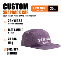 Casquette de camping à 5 panneaux à séchage rapide avec logo imprimé, en nylon léger et respirant, casquette snapback personnalisable