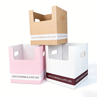 Boîte d'emballage écologique personnalisée en carton ondulé pour plantes, boîte à fleurs en pot, boîte à fleurs pliée carrée, fabrication de boîtes cadeaux pour fleurs