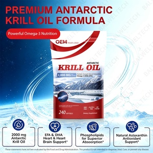Complément alimentaire à l'huile de krill antarctique, sans gluten, riche en oméga-3 et en astaxanthine, pour la santé cardiaque et cérébrale, marque privée OEM. - Product Image 3