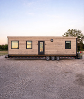 Maison sur remorque avec kit de maison préfabriquée isolée de 20 pieds, sur roues, mini-cabane mobile, kits de maison préfabriquée