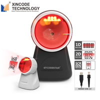 Escáner de código de barras de escritorio USB 2D Xincode, lector de código de barras con cable 1D, plataforma de escáneres de código QR omnidireccional para supermercado