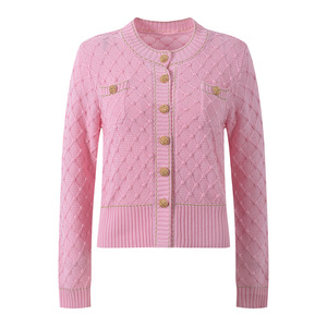 Cárdigan de <span class=keywords><strong>Lana</strong></span> de Manga Larga para <span class=keywords><strong>Mujer</strong></span>, Estilo Y2K, Transpirable, Color Sólido, Cuello Redondo, Elegante, Color Rosa Dulce, <span class=keywords><strong>Jersey</strong></span>, Primavera-Otoño 2026 - Product Image 1