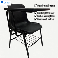 Chaise de formation empilable moderne avec tablette d'écriture et structure en métal, construction en plastique PP