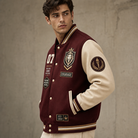 Veste universitaire en cuir PU avec logo personnalisé, veste de baseball unisexe en polyester, veste de baseball de haute qualité avec broderie en chenille