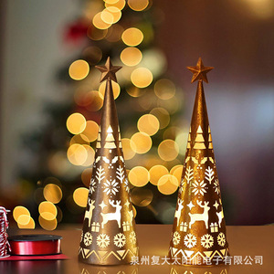 Christmas <b>Tree</b> Table Lamp Metal Die Cutting <b>Led</b> Light Battery Powered Decor For Holiday Party Wedding - Product Image 2