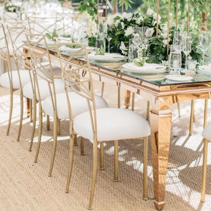 Chaises de réception de <span class=keywords><strong>mariage</strong></span> en acier inoxydable Chiavari, style moderne doré, pour événements en plein air - Product Image 4
