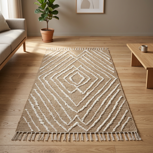Tapis en jute bio tressé fait main, moderne, en fibres naturelles, adapté aux animaux domestiques, antidérapant - Product Image 3