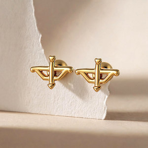 Pendientes Románticos de Acero Quirúrgico 316L con Diseño de Arco y <span class=keywords><strong>Flecha</strong></span>, Baño de Oro PVD, Joyería para Piercing de <span class=keywords><strong>Tragus</strong></span> y Hélix - Product Image 4