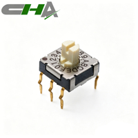 Interrupteur rotatif miniature DIP série CHA RC, 10/16 positions, 6 broches, borne en laiton, axe fendu 7x7mm