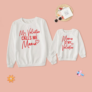 Produttore san valentino felpa abbinata alla <span class=keywords><strong>madre</strong></span> e alla <span class=keywords><strong>figlia</strong></span> per famiglia vestito abbinato Logo stampato personalizzato di alta qualità - Product Image 4