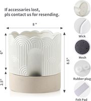 Pot Tanaman Keramik Modern Self Watering untuk Tanaman Indoor 8 Inch dengan Lubang Drainase, Desain Penampung Air, Warna Beige Natural