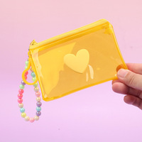 Sacs de rangement pour porte-clés macaron personnalisés UIOWIO, sacs à clés en PVC transparents et colorés, mini porte-cartes, porte-monnaie à fermeture éclair avec perles florales