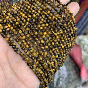 Vente en gros de pierres précieuses en vrac 4mm 6mm 8mm 10mm Perles d'œil de tigre brun naturel pour la fabrication de bracelets et de bijoux - Product Image 4